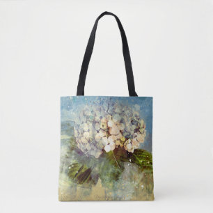Abstraktes Blau, weißes Hydrangea Tasche