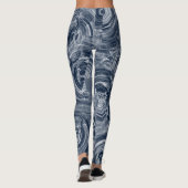 Abstraktes blau-weißes Muster Leggings (Rückseite)