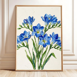 Abstraktes Blaue Freesien-Leinwanddruck Poster