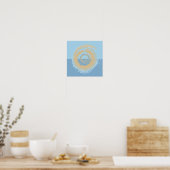 Abstraktes Blauer und Tan Spiralkreisdesign Poster (Küche)