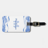 Abstraktes blaues Agate für die Aquarellfarben Gepäckanhänger (Vorderseite horizontal)