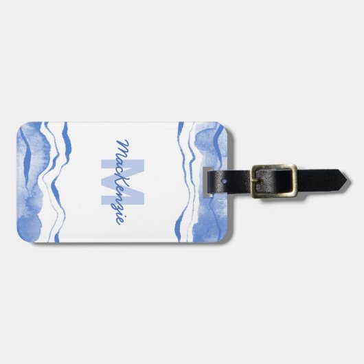 Abstraktes blaues Agate für die Aquarellfarben Gepäckanhänger (Vorderseite horizontal)