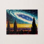 Abstraktes blaues Aqua Gelbes Weltraum Landschaft Puzzle (Horizontal)