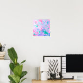 Abstraktes blaues Aquarellbild Poster (Heimbüro)