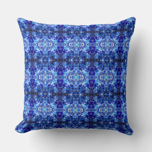 Abstraktes blaues Blumenmuster Kissen