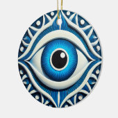 Abstraktes Blaues Böse Keramik Ornament (Links)