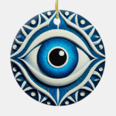 Abstraktes Blaues Böse Keramik Ornament (Hinten)