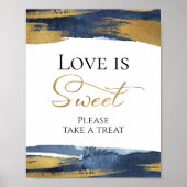 Abstraktes blaues Brautparty Liebe ist süßes Zeich Poster (Vorne)
