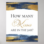 Abstraktes blaues Brautparty Wie viele Küss singen Poster (Vorne)