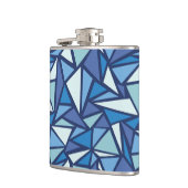 Abstraktes blaues Eis Crsytal Muster Flachmann (Links)