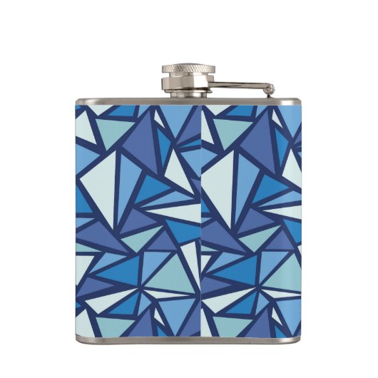 Abstraktes blaues Eis Crsytal Muster Flachmann (Rückseite)