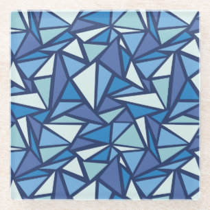Abstraktes blaues Eis Crsytal Muster Glasuntersetzer
