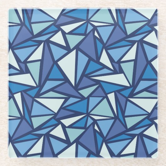 Abstraktes blaues Eis Crsytal Muster Glasuntersetzer (Vorderseite)