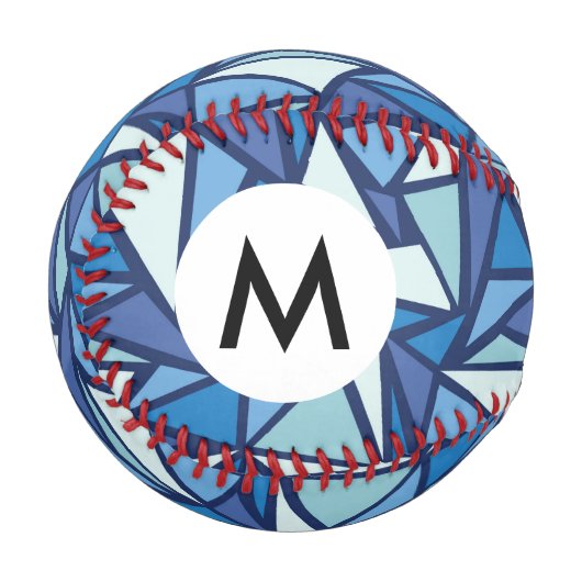 Abstraktes blaues Eiskristall-Muster Baseball (Vorderseite Links)
