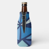 Abstraktes blaues Eiskristall-Muster Flaschenkühler (Flasche Rückseite)