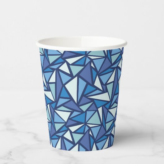 Abstraktes blaues Eiskristall-Muster Pappbecher (Links)