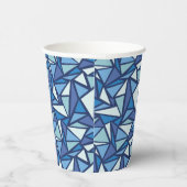 Abstraktes blaues Eiskristall-Muster Pappbecher (Rechts)