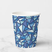 Abstraktes blaues Eiskristall-Muster Pappbecher (Vorderseite)