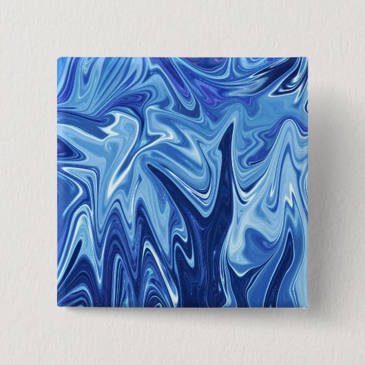 Abstraktes Blaues Flüssig-Muster Button (Vorderseite)