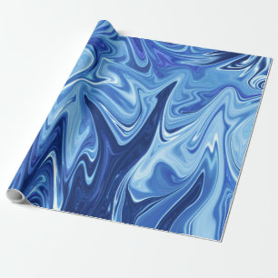 Abstraktes Blaues Flüssig-Muster Geschenkpapier