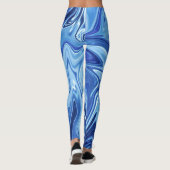 Abstraktes Blaues Flüssig-Muster Leggings (Rückseite)