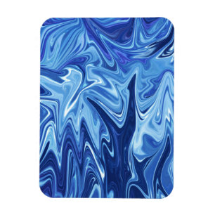 Abstraktes Blaues Flüssig-Muster Magnet