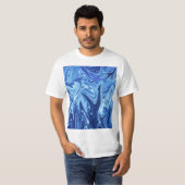 Abstraktes Blaues Flüssig-Muster T-Shirt (Vorne ganz)