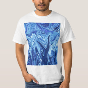 Abstraktes Blaues Flüssig-Muster T-Shirt