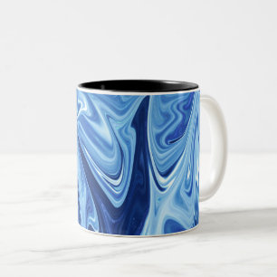 Abstraktes Blaues Flüssig-Muster Zweifarbige Tasse