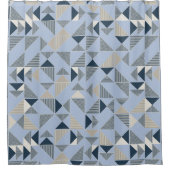 Abstraktes blaues geometrisches Muster Duschvorhang (Vorderseite)
