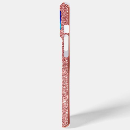 Abstraktes Blaues geometrisches Muster mit Rose Go Case-Mate iPhone Hülle (Rückseite / Links)