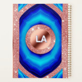 Abstraktes Blaues geometrisches Muster mit Rose Go Planer (Rückseite)