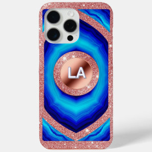 Abstraktes blaues geometrisches Muster mit Roségol Case-Mate iPhone Hülle