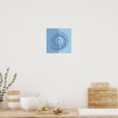 Abstraktes blaues geometrisches Spiraldesign Poster (Küche)