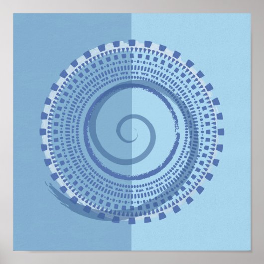 Abstraktes blaues geometrisches Spiraldesign Poster (Vorne)