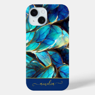 Abstraktes blaues Glas-Fraktal-Monogramm mit Farbv Case-Mate iPhone Hülle