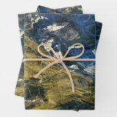 Abstraktes blaues Gold im Schwarzen Muster Art Geschenkpapier Set (Beispiel)