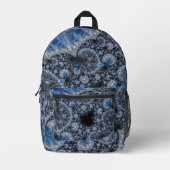 Abstraktes blaues graues Fraktal Bedruckter Rucksack (Vorderseite)
