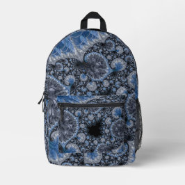 Abstraktes blaues graues Fraktal Bedruckter Rucksack