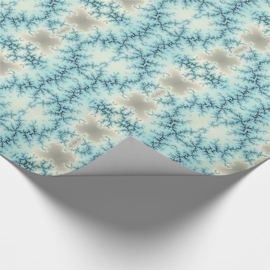 Abstraktes blaues, graues Schneeflockenmuster Geschenkpapier (Ecke)