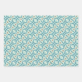 Abstraktes blaues, graues Schneeflockenmuster Geschenkpapier Set (Vorderseite 2)