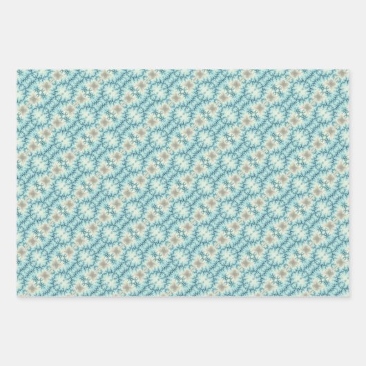 Abstraktes blaues, graues Schneeflockenmuster Geschenkpapier Set (Vorderseite 2)