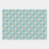 Abstraktes blaues, graues Schneeflockenmuster Geschenkpapier Set (Vorderseite)