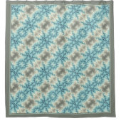 Abstraktes blaues, graues Schneeflockenmuster mit Duschvorhang (Vorderseite)