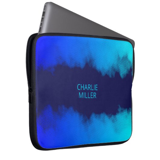 Abstraktes blaues Halbtonmuster mit Individuelle N Laptopschutzhülle (Vorne Rechts)