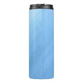 Abstraktes blaues Holzfußboden | Thermobecher Thermosbecher (Rückseite)