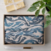 Abstraktes blaues Ikat-Wasserfarbmuster Seidenpapier (Geschenk)