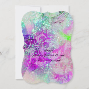 ABSTRAKTES BLAUES JUWEL, ROSA TEAL LILA WELLEN, FU EINLADUNG