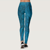 Abstraktes blaues Kunstmuster Leggings (Rückseite)