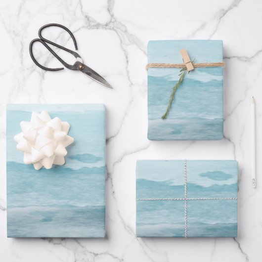 Abstraktes blaues Meer Geschenkpapier Set (Vorderseite)